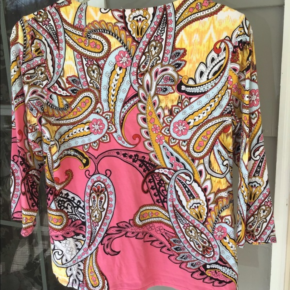 Woman top Chico’s top medium size 8 in ladies beautiful spring colors - Picture 13 of 16